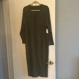 Old Navy Fitted Rib-Knit Midi Button-Front Dress for Women Size XXL
